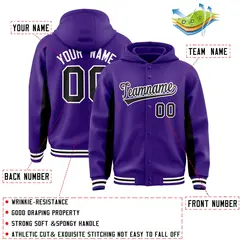Purple Black Color Block Varsity Letterman Jacket Hoodie 4