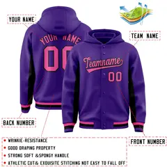 Purple Black Color Block Varsity Letterman Jacket Hoodie 4
