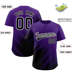 Purple Black Diagonal Stripe Gradient Baseball Jersey 2