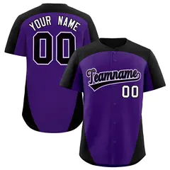 Purple Black Edge Color Block Authentic Baseball Jersey