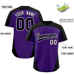 Purple Black Edge Color Block Authentic Baseball Jersey 2