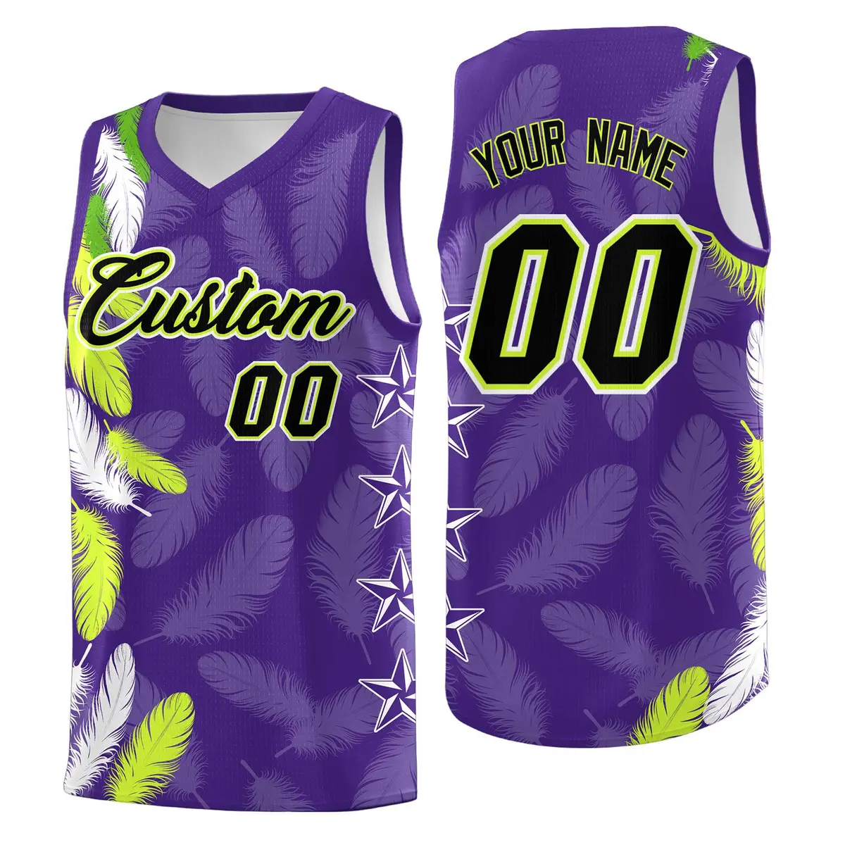 Purple Black Feather Series Graffiti Pattern Basketball Jersey