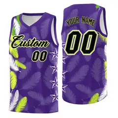 Purple Black Feather Series Graffiti Pattern Basketball Jersey 1