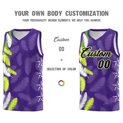 Purple Black Feather Series Graffiti Pattern Basketball Jersey 3