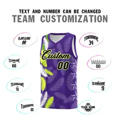 Purple Black Feather Series Graffiti Pattern Basketball Jersey 4
