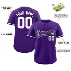 Purple Black Full Button Authentic Baseball Jersey 2