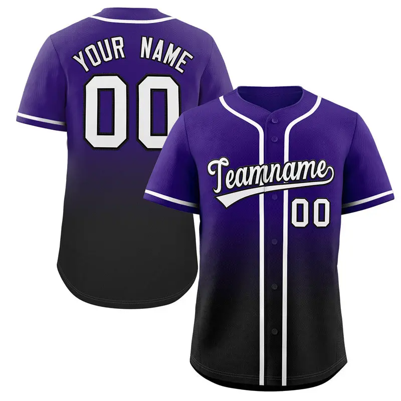 Purple Black Gradient Fashion Baseball Jersey