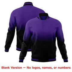 Purple Black Gradient Full-Snap Fashion Letterman Jacket 7