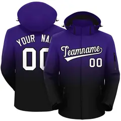 Purple Black Gradient Hooded Waterproof Outdoor Jacket