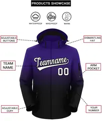 Purple Black Gradient Hooded Waterproof Outdoor Jacket 2