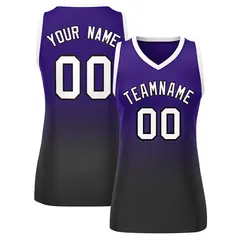 Purple Black Gradient Mesh Basketball Jersey for Women