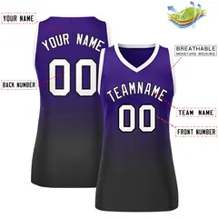 Purple Black Gradient Mesh Basketball Jersey for Women 2