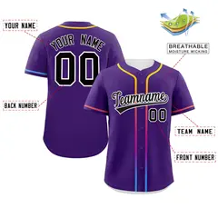 Purple Black Gradient Ribbed Authentic Baseball Jersey 2