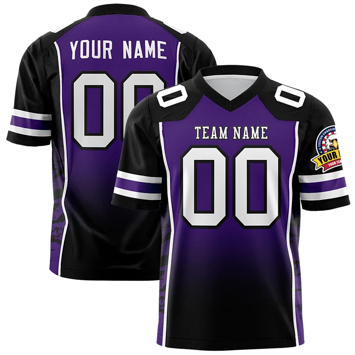 Purple Black Gradient Side Pattern Authentic Football Jersey