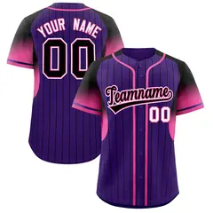 Purple Black Gradient Stripe Fashion Sleeves Baseball Jersey 1