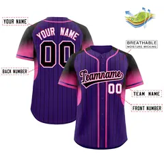 Purple Black Gradient Stripe Fashion Sleeves Baseball Jersey 2