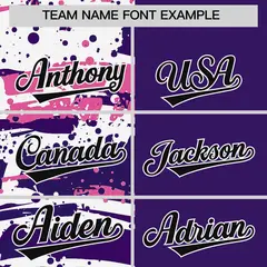 Purple Black Graffiti Pattern Varsity Full-Snap Letterman Baseball Jacket 3