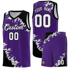 Purple Black-Gray Sparkle Pattern Basketball Kits