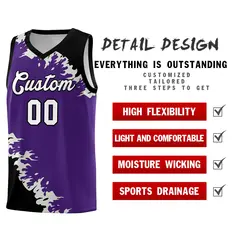 Purple Black-Gray Sparkle Pattern Basketball Kits 2