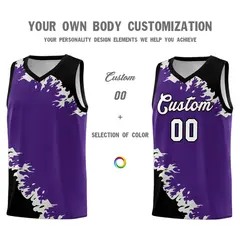 Purple Black-Gray Sparkle Pattern Basketball Kits 3