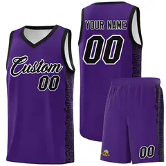 Purple Black Indians Pattern Basketball Uniform Jersey