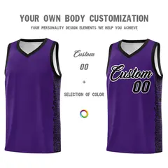 Purple Black Indians Pattern Basketball Uniform Jersey 3