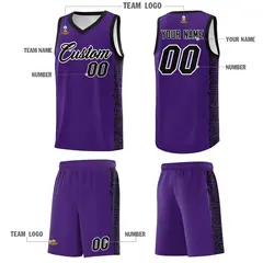 Purple Black Indians Pattern Basketball Uniform Jersey 5