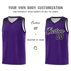 Purple Black Indians Print Basketball Uniform Jersey 3