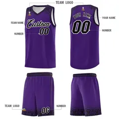 Purple Black Indians Print Basketball Uniform Jersey 5