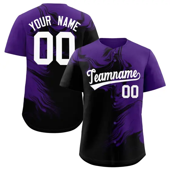 Purple Black Ink Pattern Authentic Baseball Jersey