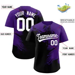 Purple Black Ink Pattern Authentic Baseball Jersey 2