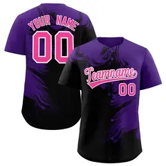 Purple Black Ink Pattern Authentic Baseball Jersey 1
