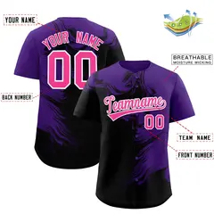 Purple Black Ink Pattern Authentic Baseball Jersey 2