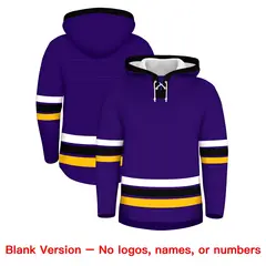 Purple Black Lace-Up Neck Classic Hockey Hoodie 7