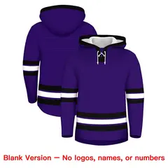Purple Black Lace-Up Neck Hockey Hoodie 7