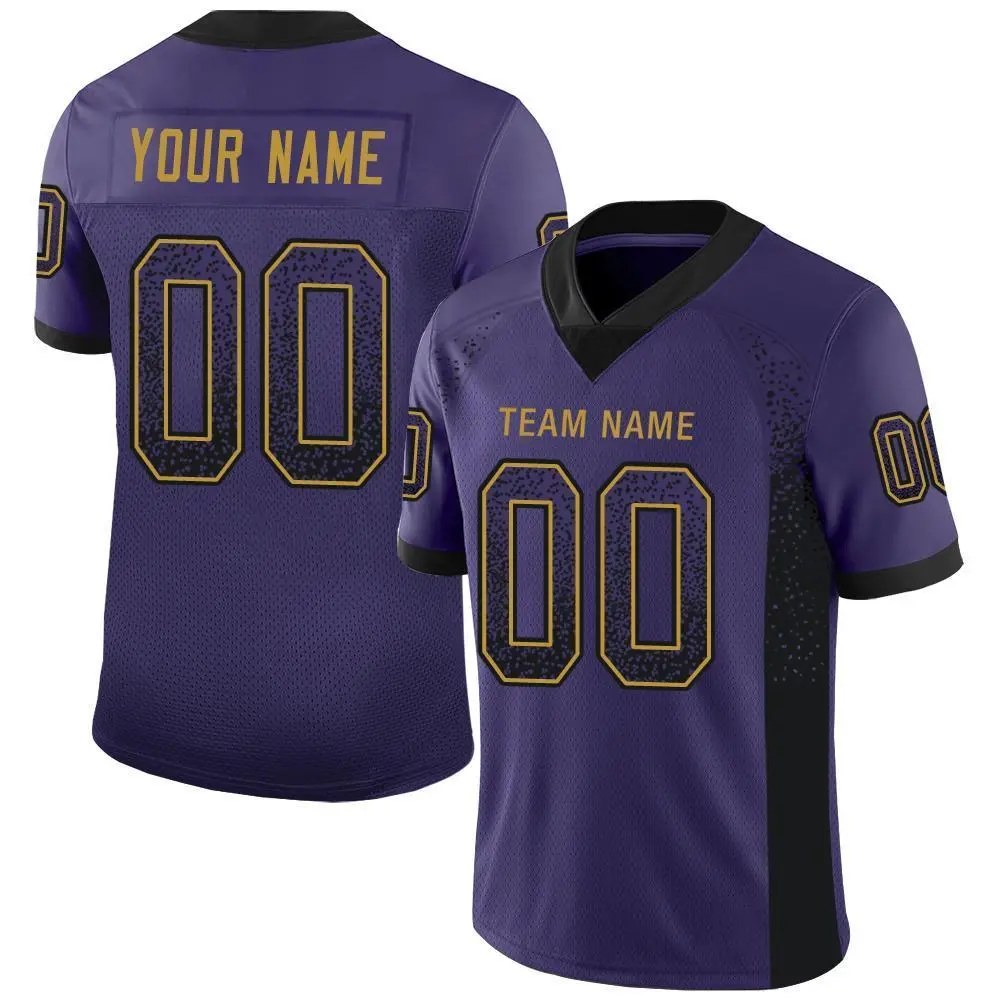 Purple Black-Old Gold Drift Fashion Mesh Football Jersey