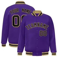 Purple Black-Old Gold Varsity Full-Snap Letterman Jacket