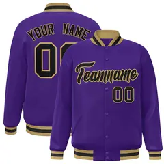 Purple Black-Old Gold Varsity Full-Snap Letterman Jacket