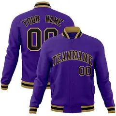 Purple Black-Old Gold Varsity Full-Snap Letterman Jacket 1