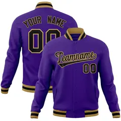 Purple Black-Old Gold Varsity Full-Snap Letterman Jacket 1