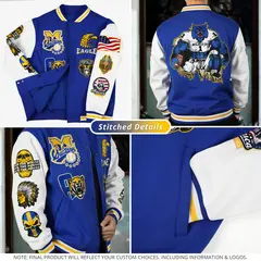 Purple Black Orange Raglan Sleeve Cotton Letterman Jacket 4