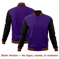 Purple Black Orange Raglan Sleeve Cotton Letterman Jacket 6
