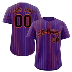 Purple Black-Orange Stripe Authentic Fashion Baseball Jersey