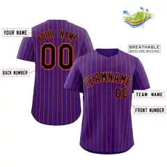 Purple Black-Orange Stripe Authentic Fashion Baseball Jersey 2