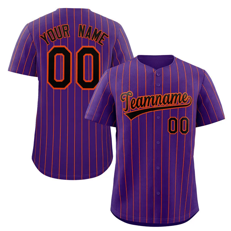 Purple Black-Orange Stripe Authentic Fashion Baseball Jersey