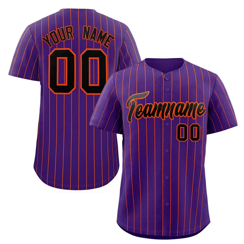 Purple Black-Orange Stripe Authentic Fashion Baseball Jersey