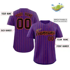 Purple Black-Orange Stripe Authentic Fashion Baseball Jersey 2
