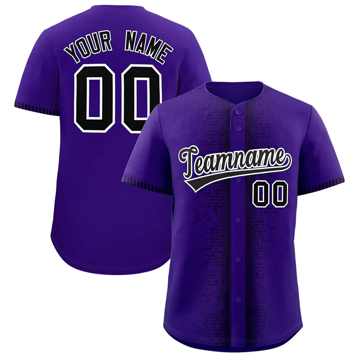 Purple Black Phonetic Rhythm Authentic Baseball Jersey