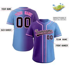 Purple Black-Pink Gradient Fashion Authentic Baseball Jersey 2