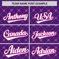 Purple Black-Pink Plaid Authentic Baseball Jersey 3